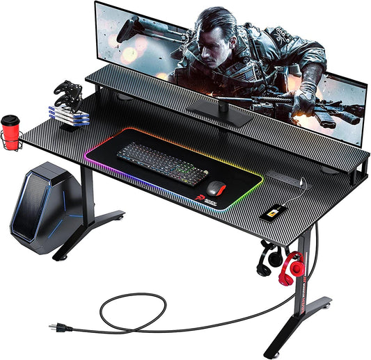 Ergonomic Gaming Table with Monitor Stand